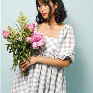 NWT Storia Puff Sleeve Gingham Mini Dress (Size: S)
